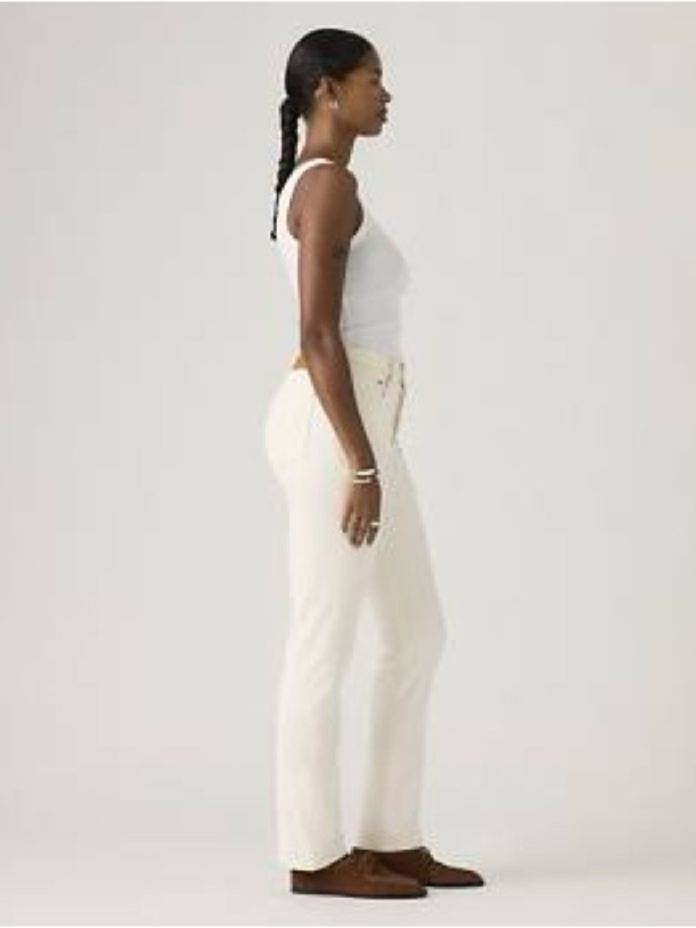 Levi's 501 Original High Rise Straight Leg Jeans - Ecru/Cream 28X30